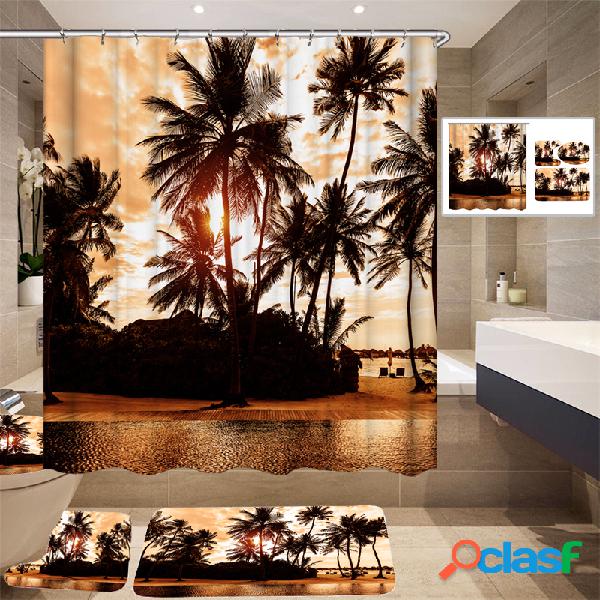 180 * 180 cm Tropical Design Cortina De Chuveiro / 3 pcs
