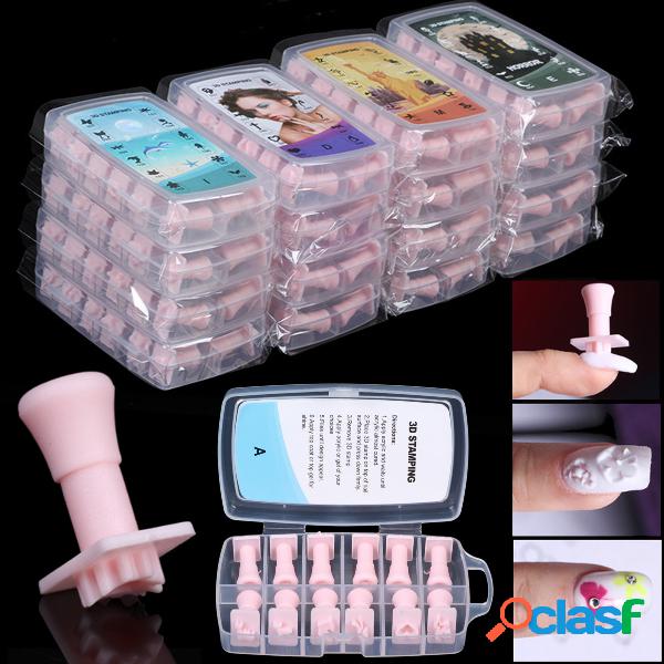 192 PCs Pro 3D Nail Art Stamp Multi Padrão Acrílico Gel