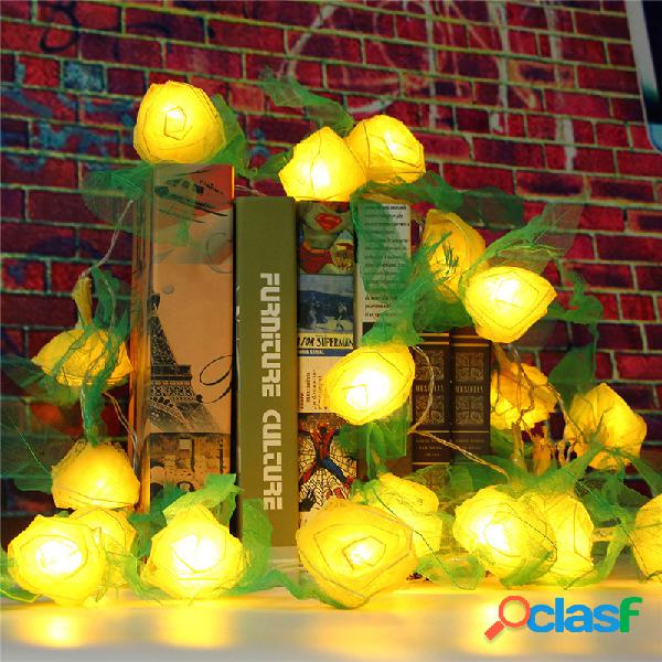 20Pcs LED Rose Flower Fairy String Light Wedding Garden