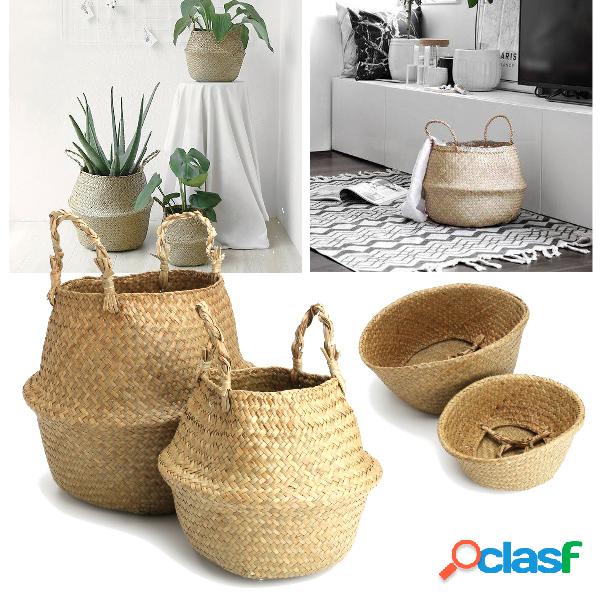 2pcs Seagrass Belly Basket Armazenamento Natural Pot Pot