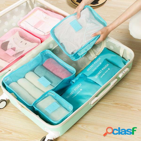 6Pcs Impermeável viagem armazenamento sacos embalagem cube