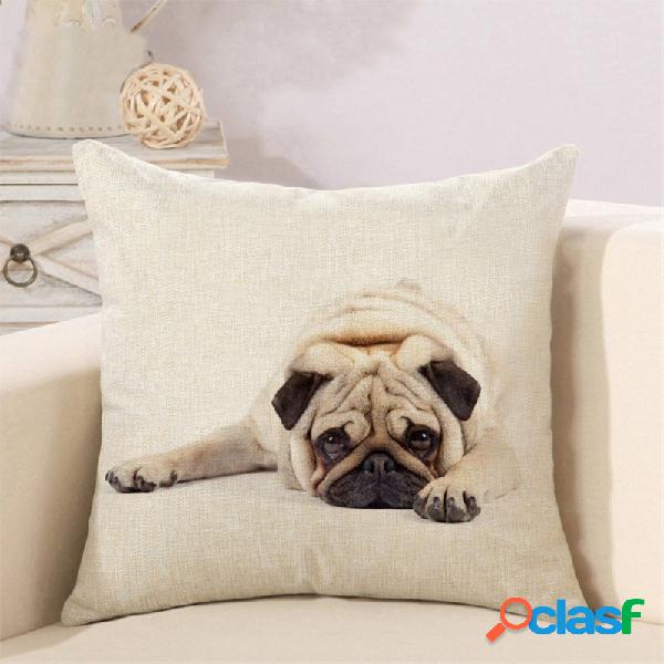 Animal Pug Cão Decorativo Fronha Pugs cães Impresso Capa
