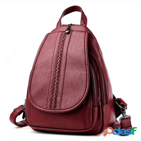 Baú de cor pura de couro PU elegante Bolsa Crossbody Bolsa