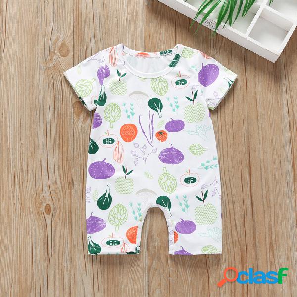 Bebê bonito fruta imprimir mangas curtas macacão casual