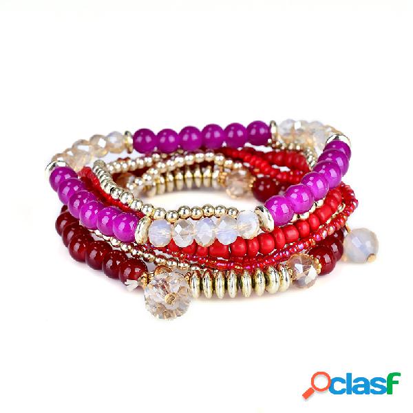 Bohemian Multilayer Bracelet Pulseira de cristal de contas