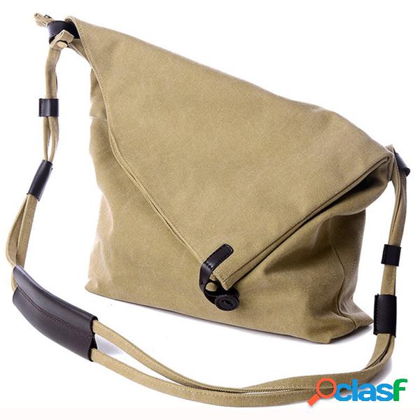 Bolsa Tiracolo Casual Vintage de Lonas Com Grande Capacidade