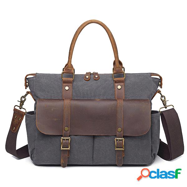 Bolsa Vintage Transversal de Lona 14 Polegadas Para Laptop