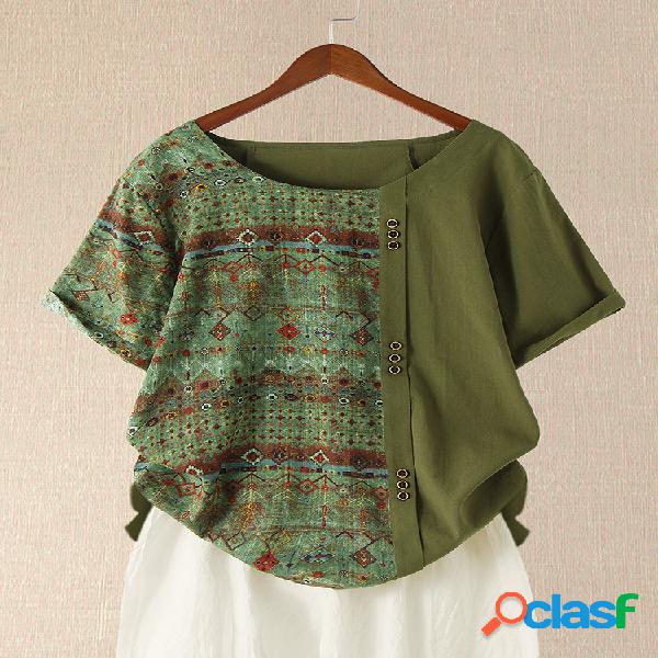 Botão Imprimir Patchwork Design Plus Tamanho Camiseta