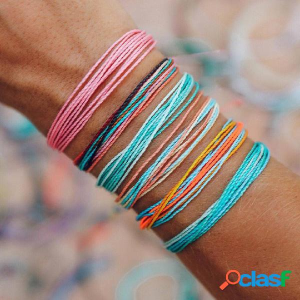 Bracelete Corda trançado boêmio conjunto 6 peça Colorful