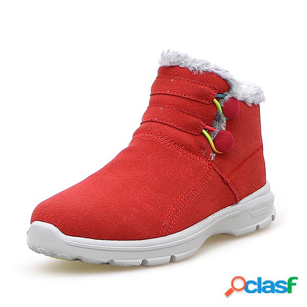 Button Fur Lining Ankle Casual Boots
