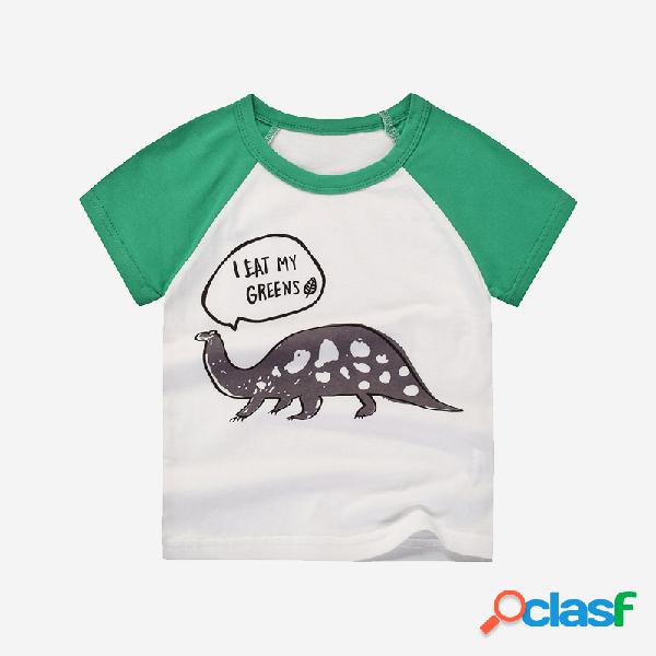 Carta do menino Impressão de dinossauro Verão Camiseta de