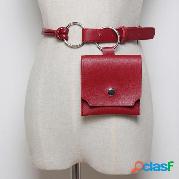Cintura das mulheres Bolsa Pure Color PU Messenger Shoulder