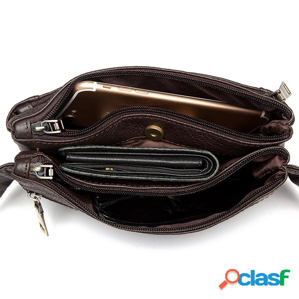 Cintura multi bolso Bolsa Couro Genuíno Peito Bolsa