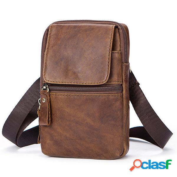 Couro Genuíno Retro Casual Single-ombro Crossbody Bolsa