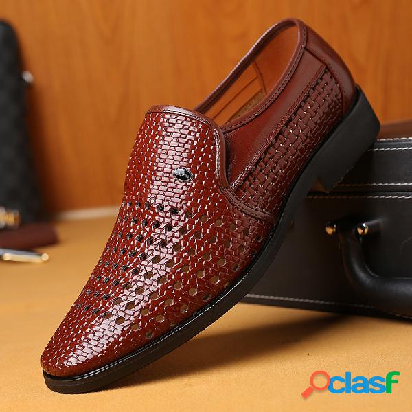 Couro de microfibra de homens escavar sapatos casuais de