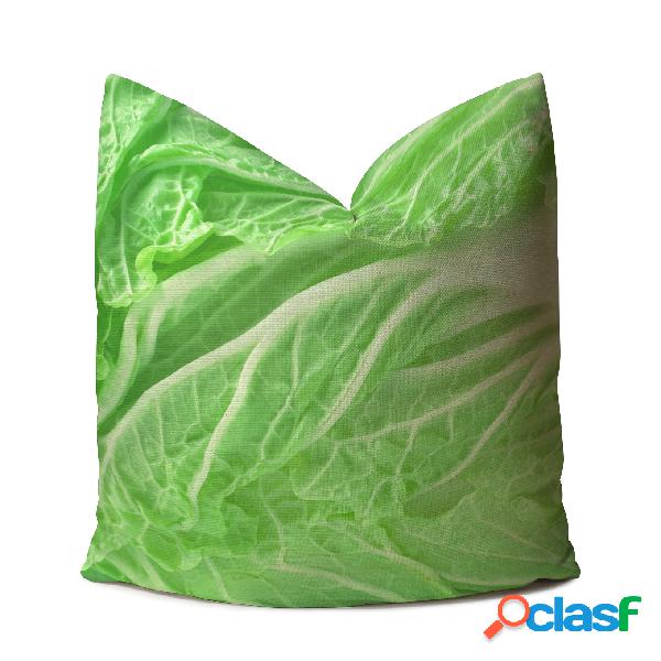 Criativo 3D Legumes Repolho Impresso Linho Capa de Almofada