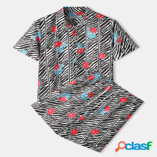 Férias de verão Havaí Floral Padrão Roupas Duas Peças