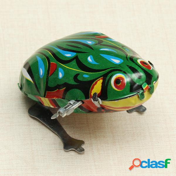 Funny Wind Up Jumping Frog Toy Clockwork Brinquedo de lata