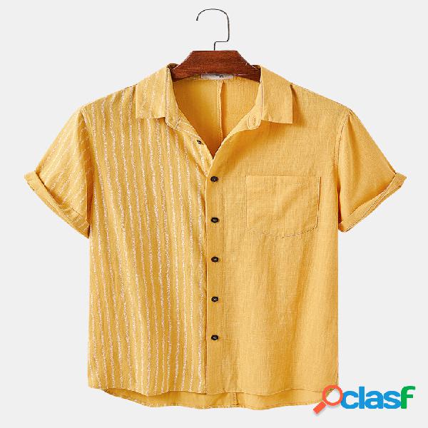 Homens 100% Algodão Fino e respirável Listrado Patchwork