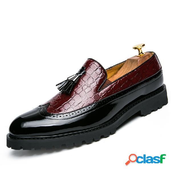Homens Brogue Tassel Colorblock Embossing Slip Resistant