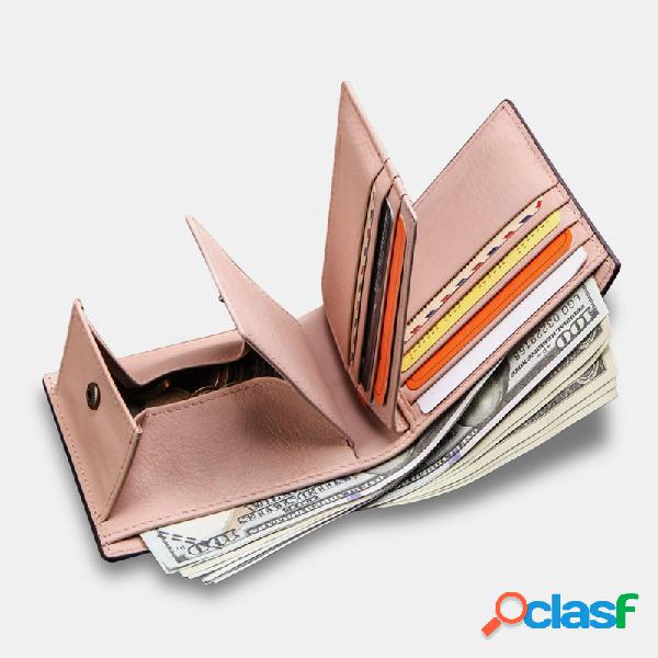 Homens Couro Genuíno 16 slots de cartão Carteira Bolsa