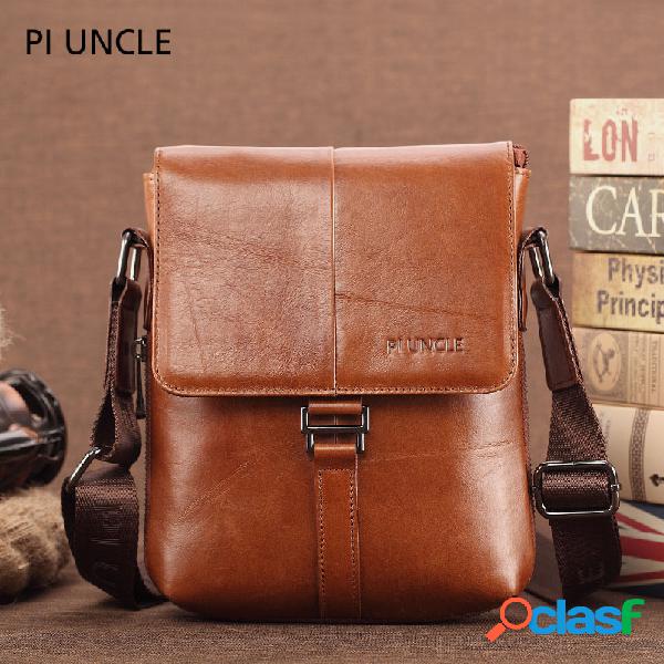 Homens Couro Genuíno Crossbody casual Bolsa