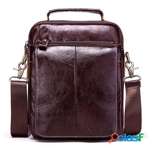 Homens Couro Genuíno Negócios Casual Vintage Grande