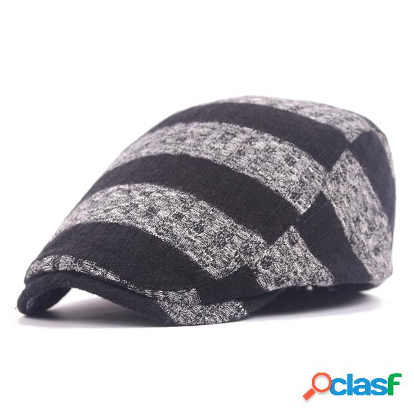 Homens Mulheres De Malha Stripe Beret Cap Ajustável