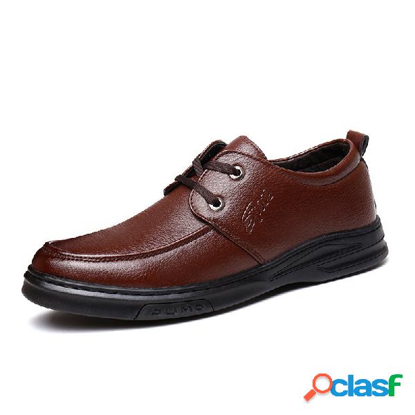 Homens Pure Color PU Leather Antiderrapante Business Casual