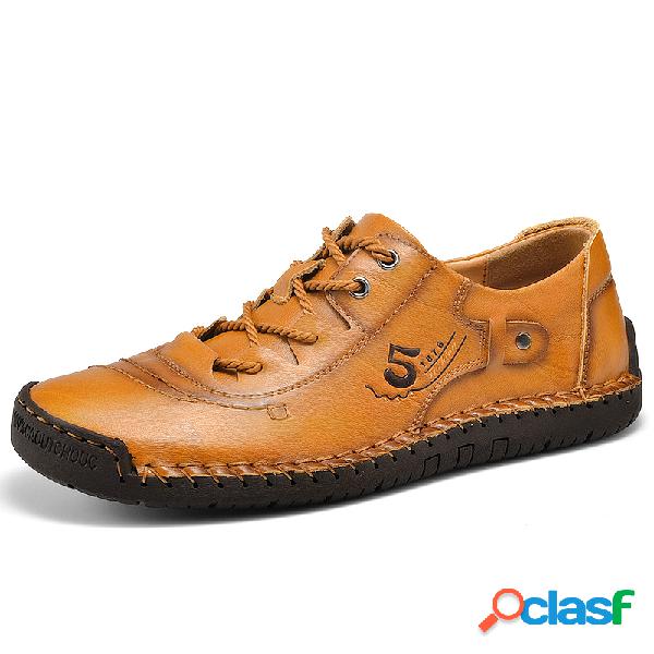 Homens de borracha Toe Cap mão costura Soft sapatos de