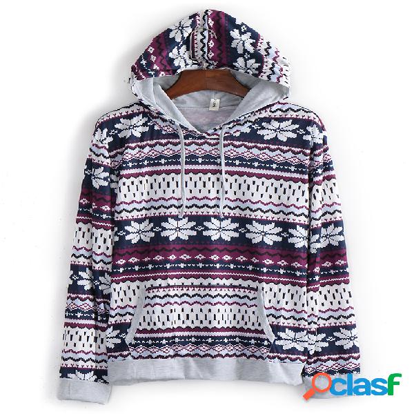 Hoodie longo causal da luva da cópia étnica