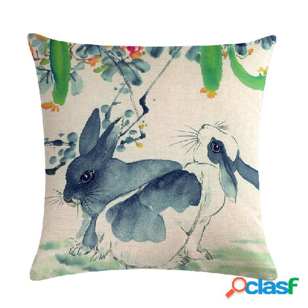 Impressão de coelho de aquarela chinesa lençóis de