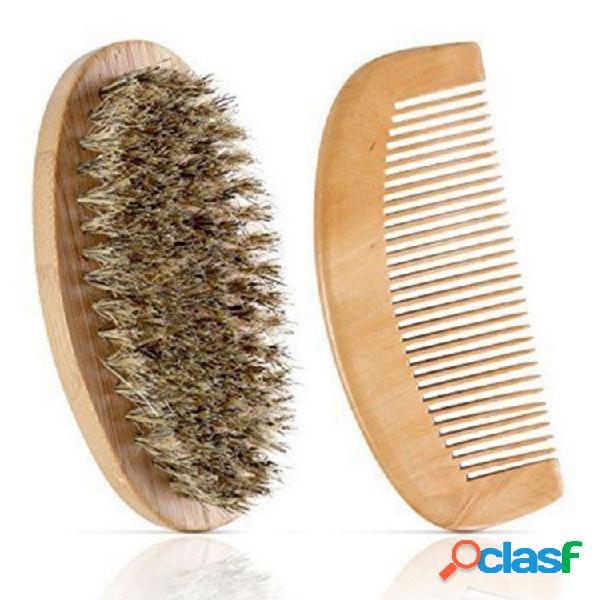 Kit de Pente de barba Escova Facial Bigode Facial Javali