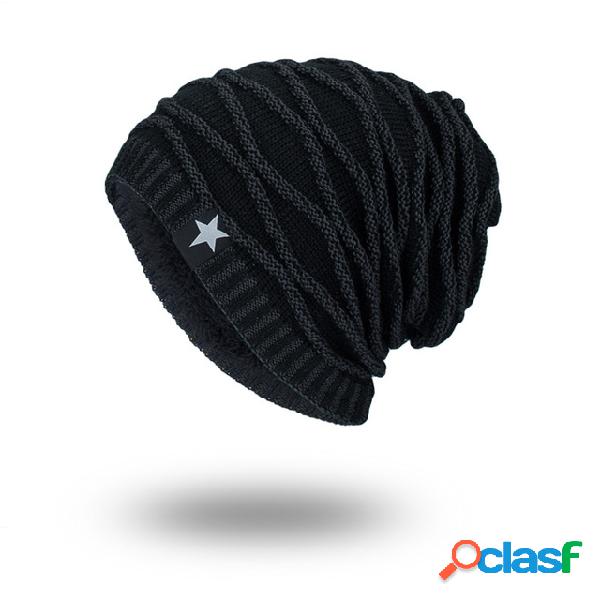 Lã de malha masculina Chapéu Gorro quente com cinco