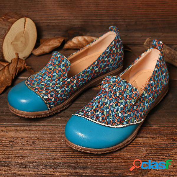 LOSTISY Splicing Padrão Mocassins de dedo fechado deslizam