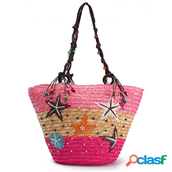 Lindo verão bonito Praia ombro de palha Bolsa Hobo Bolsa