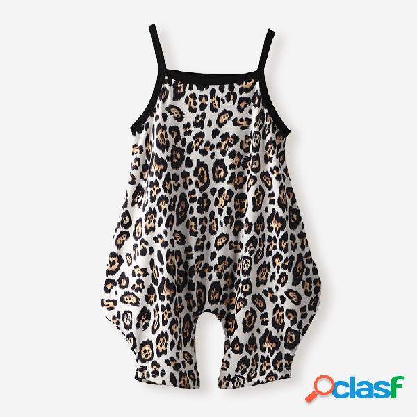 Macacão sem mangas com estampa de leopardo para menina de