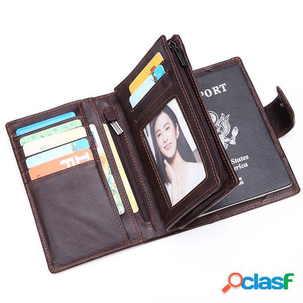 Men Business Large Capacity Multi-funcional Passport Trifold