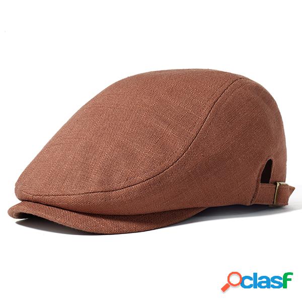 Men Flax Cotton Solid Beret Caps Casual Outdoor Winter Warm