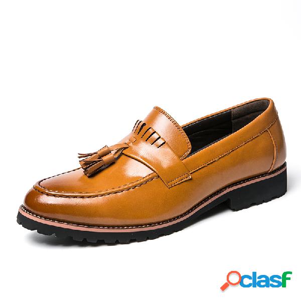 Men Microfiber Leather Tassel Slip Resistant Business Casual