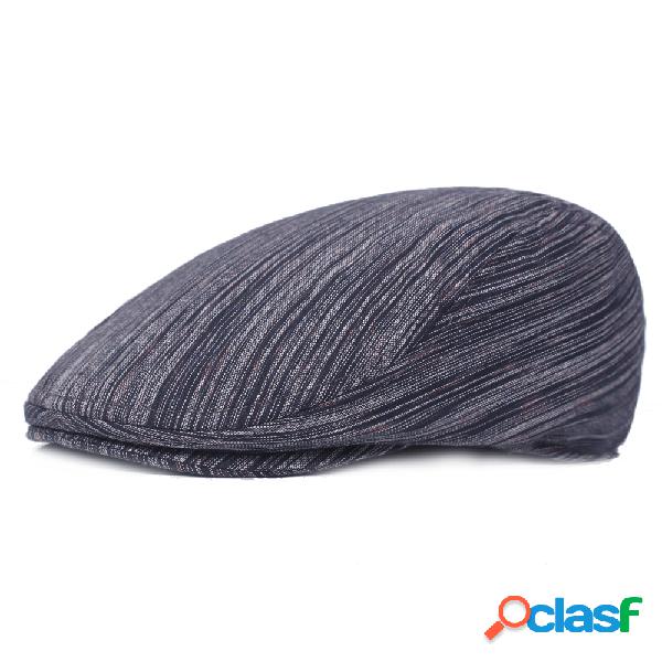 Mens Algodão Cor Sólida Tarja Beret Cap Pato Chapéu