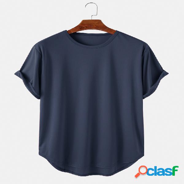 Mens Basic Camisetas casuais de cor sólida respiráveis e