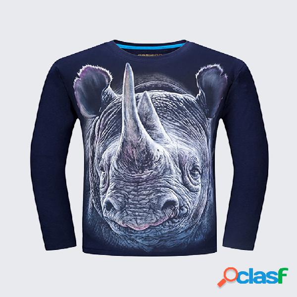 Mens Cotton Plug Size Unique 3D Rhino Printing Casual