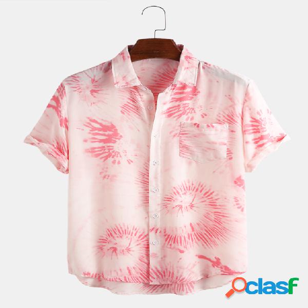 Mens Designer Tie Dye Gradient Impresso camisas respiráveis