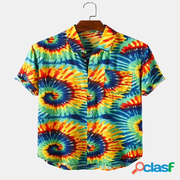 Mens Designer Visual Abstract Tie Dye impresso camisas de