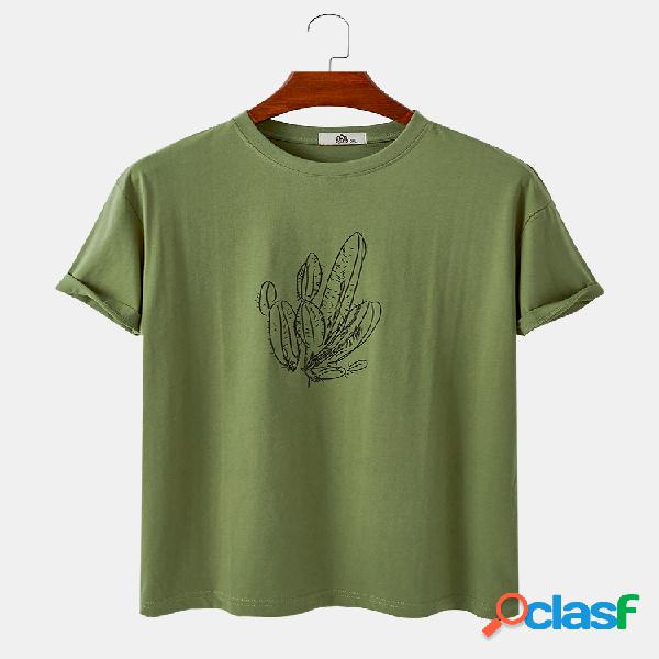 Mens Fun Cacuts Padrão Print O-Neck Camisetas de manga