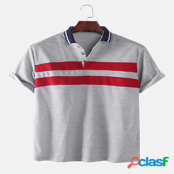 Mens Horizontal Stripe Casual todos os dias Golf Camisa