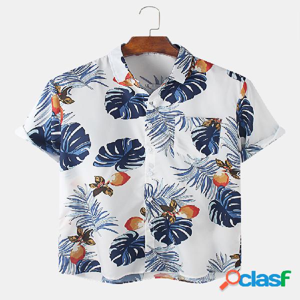 Mens Planta Fruit Print Design Camisas de manga curta de