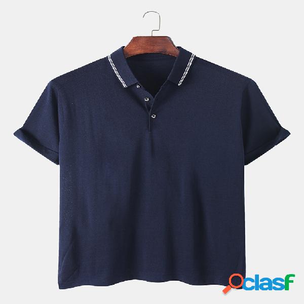 Mens Solid Casual Business Lapela Collar Golf Camisa