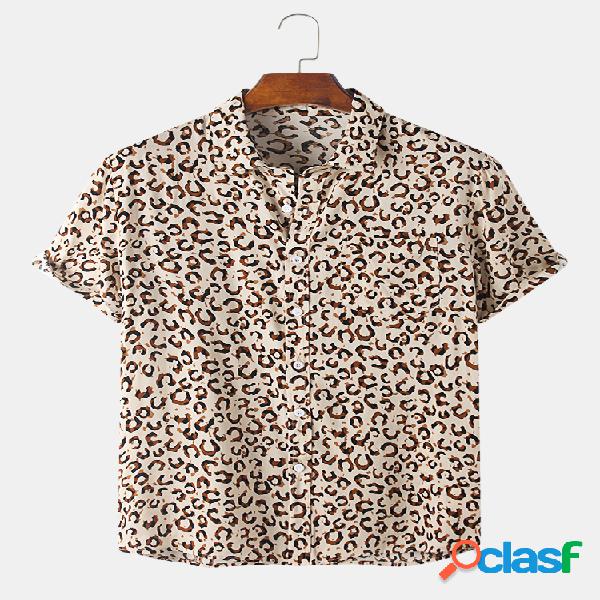 Mens animal impressão férias estilo luz curta Camisa